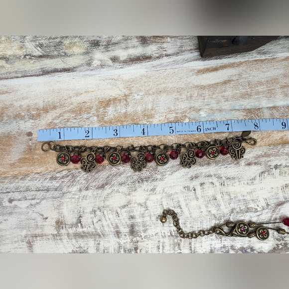 Chico's Retired Bronze/Red Crystal and Rhinestone Necklace/Bracelet Set - Picture 9 of 9